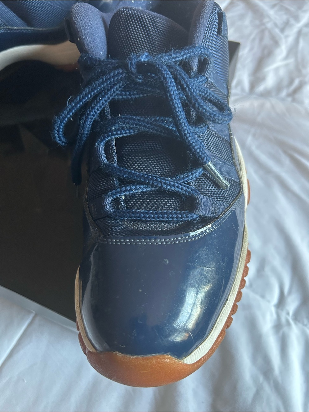 Jordan Navy Blue and Gum-Soled Low-Top Sneakers - Picture 5 of 13